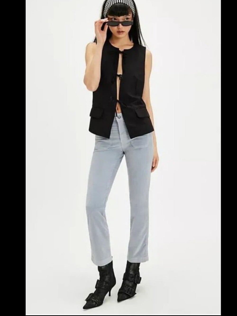Free People High Time Velvet Kick Flare Pants - PEARL BLUE